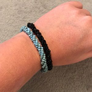 New ABOUT COLOR Beaded Bracelets Black & Turquoise